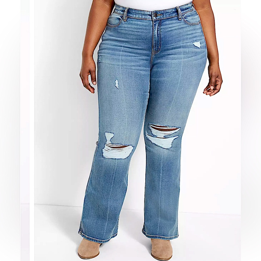 NWT Lane Bryant Jeans Curvy Fit Body Icon High Rise Flare Plus 24 Medium Denim